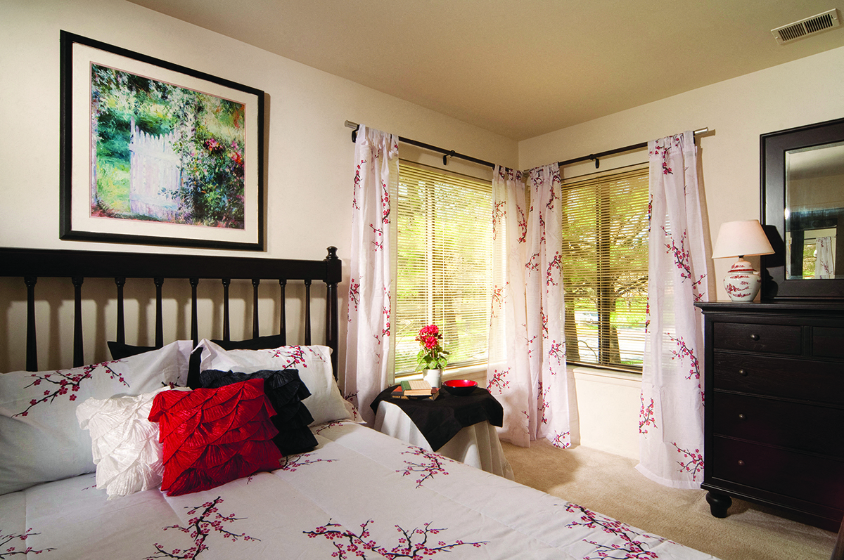 Bedroom with window at Wintergreen Apartments, Cockeysville, Maryland